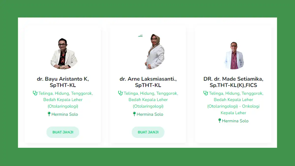 Jadwal Dokter THT RS Hermina Solo